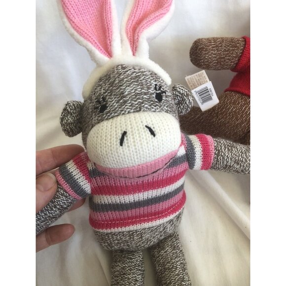 Dan Dee Sock Monkey Valentines Day Easter Stuffed Toy Animal Lot of 3 - Picture 4 of 7